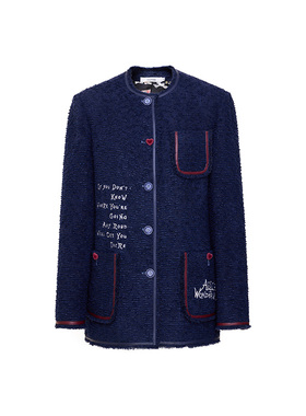 TRACYCHU蓝色刺绣兔子外套时尚休闲千金洋气气质显瘦百搭春季新款