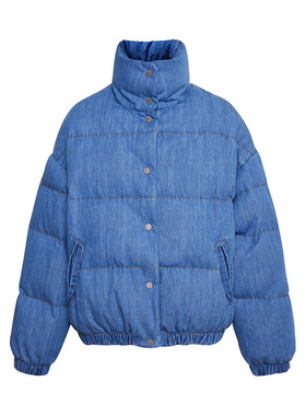 TRACY CHU 冰雪季日本冈山复古水洗超柔牛仔百搭款时尚鹅绒羽绒服