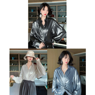 TRACYCHU【现货】腔调款流光溢彩之多色立裁艺术衬衫两件套百搭气