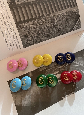 TRACY CHU 时尚气质简约手工琉璃多色糖豆耳饰