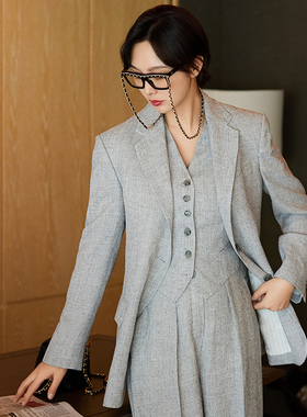 TRACYCHU【现货】极简设计经典灰色时尚气质显瘦名媛风洋气外穿马