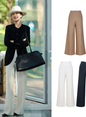 TRACYCHU LP CASHMERE艺术蜂窝修长悬垂超细山羊绒神裤驼/黑/白色