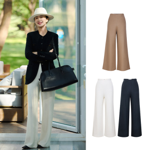 黑 TRACYCHU 驼 CASHMERE艺术蜂窝修长悬垂超细山羊绒神裤 白色