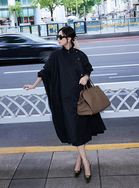 TRACY CHU  9月必买秋冬上新黑色狂想极简宽松轮廓艺术家风衣时尚