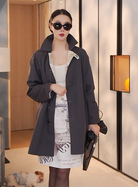 TRACYCHU秋意浓灰色艺术家极简风衣时尚百搭老钱风松弛感秋冬新品