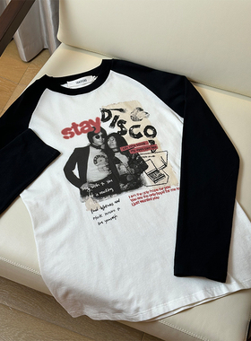 tracy chu手绘涂鸦黑白熊猫T恤长袖打底百搭休闲时尚洋气春季新款