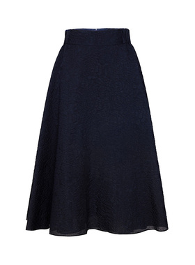 TRACYCHU黑色浮雕提花重工赫本大摆半裙显瘦气质百搭气质优雅洋气