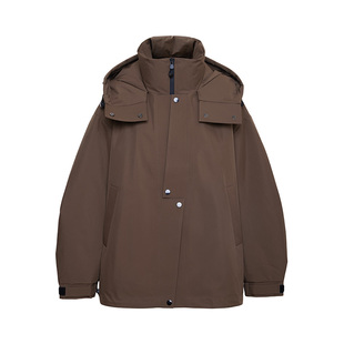 TRACYCHU新品 休闲连帽保暖百搭鹅绒羽绒服 帅气中性咸菜绿色挺阔款