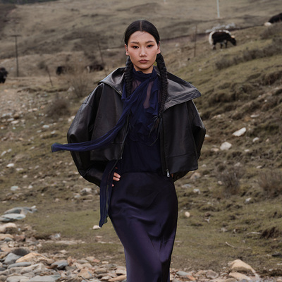 TRACYCHU水染无涂油蜡皮外套