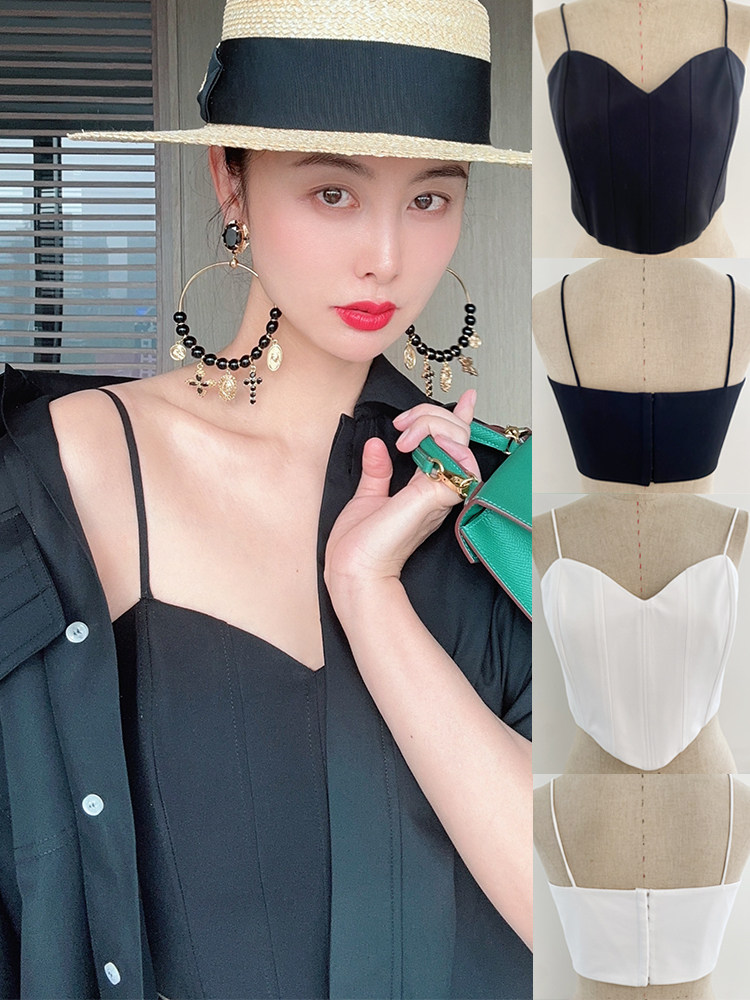 TRACY CHU 白色、黑色高定工艺塑型内外一体吊带背心
