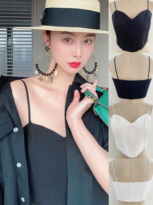 TRACY CHU 白色、黑色高定工艺塑型内外一体吊带背心