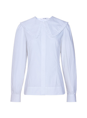 TRACYCHU棉白色娃娃领收腰衬衫气质百搭简约老钱风松弛感秋冬新品