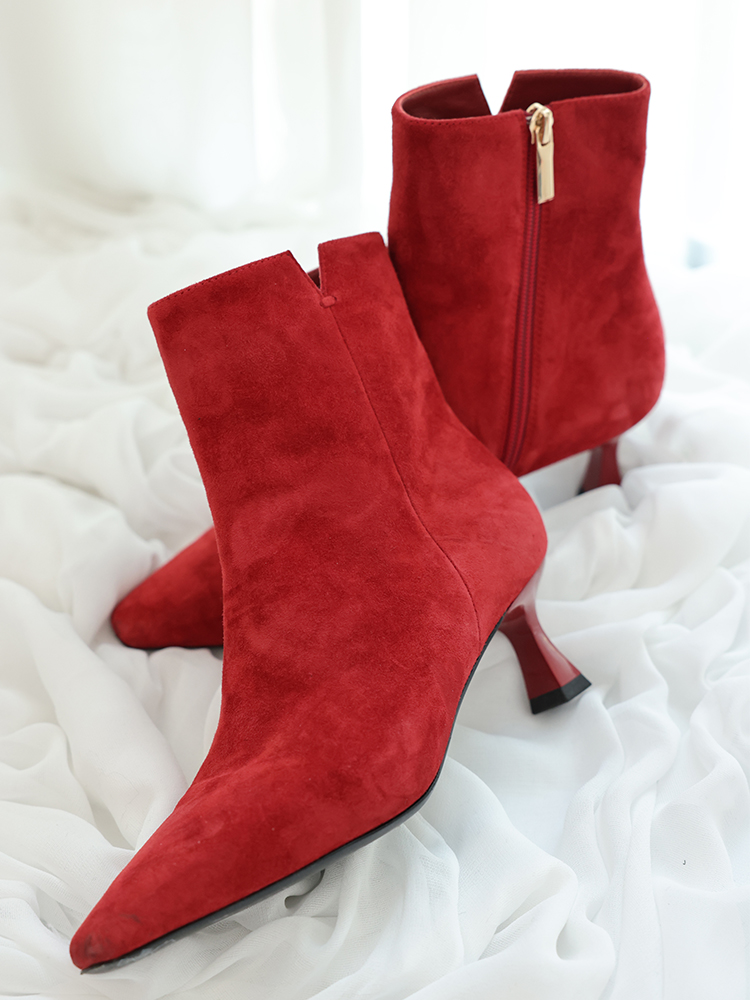 翻毛皮皮里皮底矮筒短靴