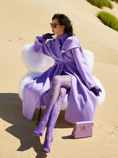 CASHMERE小山羊绒翻领抽绳裙式 BABY 羊绒大衣 CHU TRACY