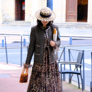 TRACYCHU意大利MOESSMER双标钜献初剪羊毛手绘金片复古人字纹外套