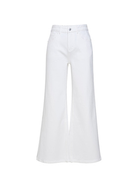 TRACYCHU白色加绒保暖显瘦微阔腿牛仔裤百搭款冬季新款氛围感穿搭