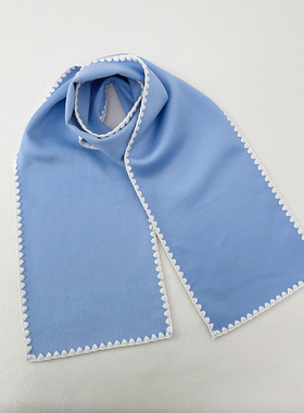 TRACY CHU baby cashmere 蓝色贝壳边大围巾