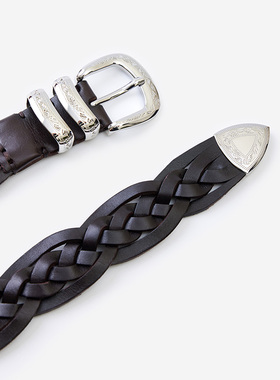 TRACY CHU8月的回馈特惠头层牛皮时尚百搭编织复古风皮带腰带