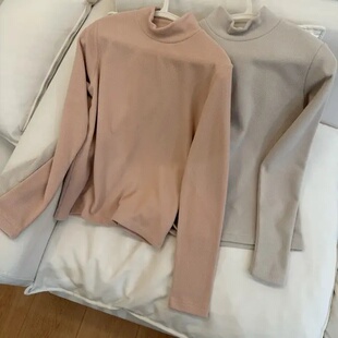 【王小姐】优家客供面料 半高领 保暖“双面摇粒绒”打底衫女保暖