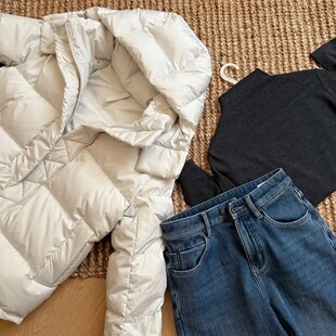 【王小姐】高级感“五格”高密面料 90白鸭绒可拆卸连帽羽绒服女