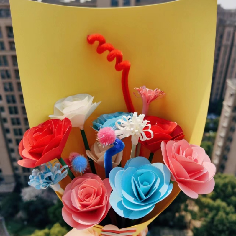 玫瑰花diy母亲节手工礼物生日礼物教师节送老师手工折纸花束成品
