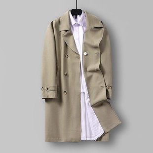 400斤中长款风衣外套男春秋高级感痞帅大学生韩版宽松大码350大衣