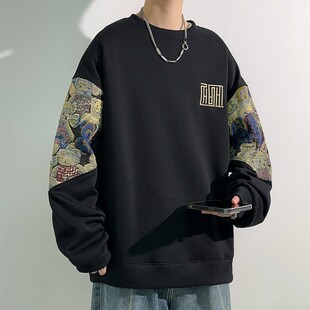 300斤国风特大码卫衣加肥加大号宽松胖子上衣打底衫外套男秋冬季