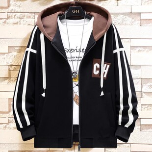 大码超加肥加大号肥佬胖子连帽开衫400斤保暖卫衣带绒外套男冬