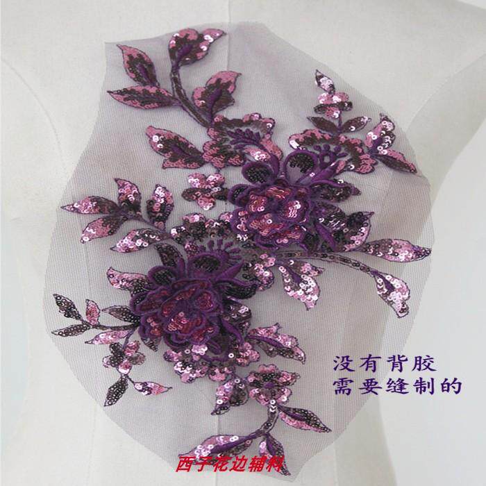 黑色网纱刺绣蕾丝花贴立体花diy妈妈装礼服旗袍装饰花边需缝制花