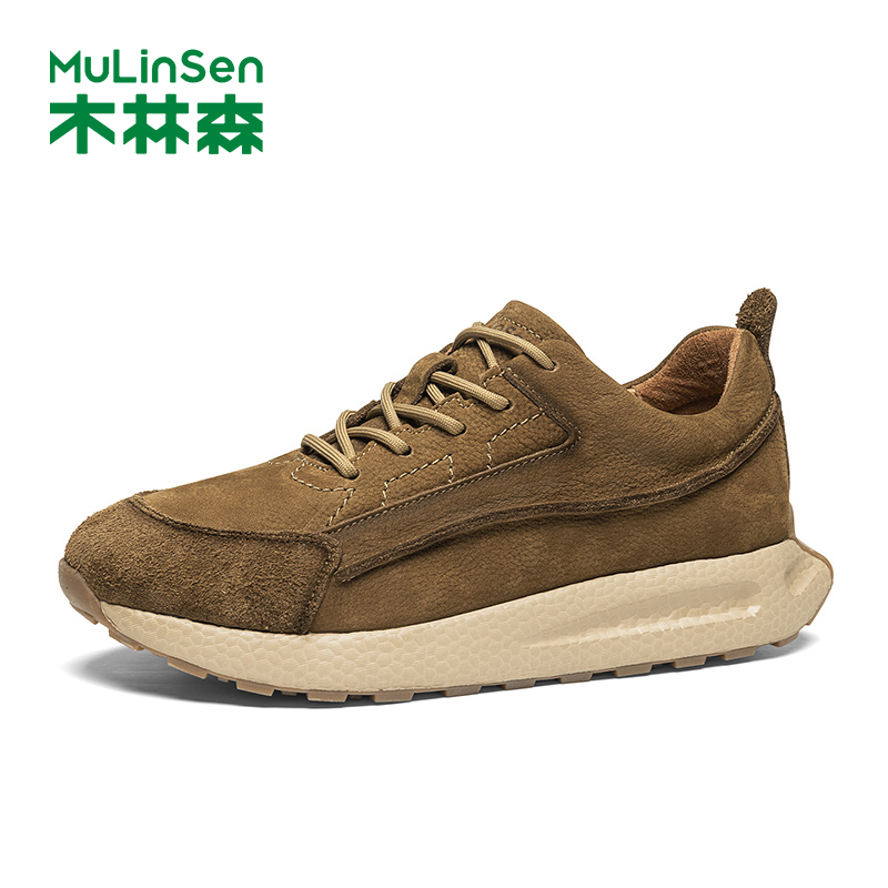 木林森男鞋真皮复古运动鞋
