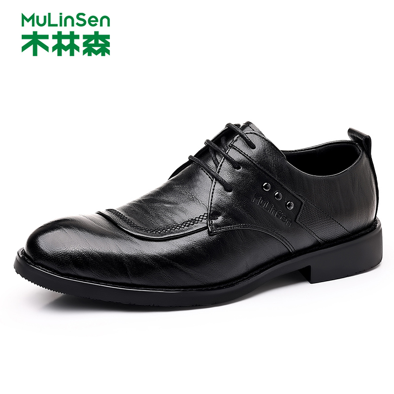 木林森脚宽真皮正装商务男鞋