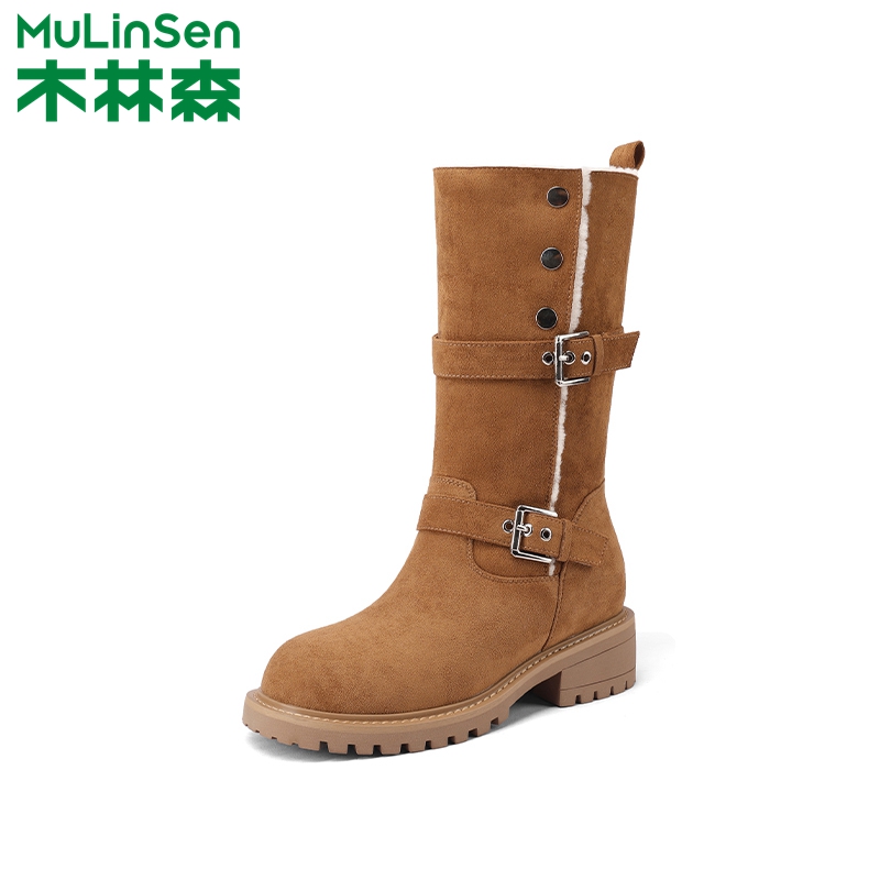 木林森冬季美拉德高筒骑士靴子