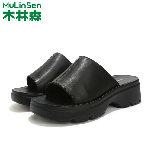 木林森厚底增高休闲外穿凉拖