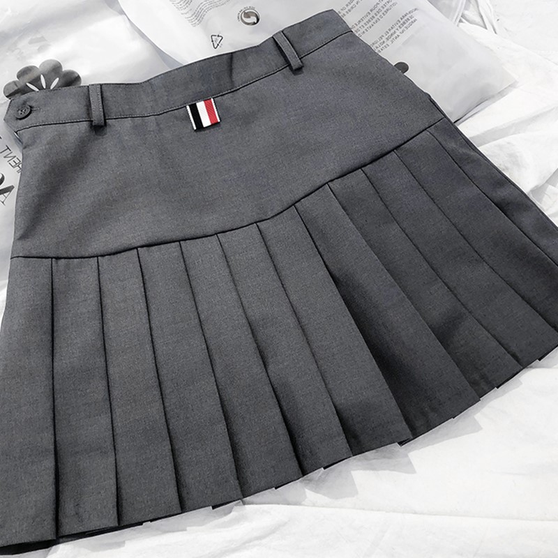 张小南 百搭学院风高腰西装料tb百褶裙女春夏A字裙半身裙短裙裤