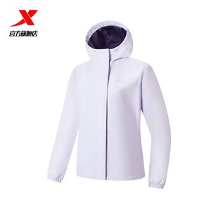 特步女子综训运动风衣加绒保暖连帽防风2026春季修身休闲外套防水