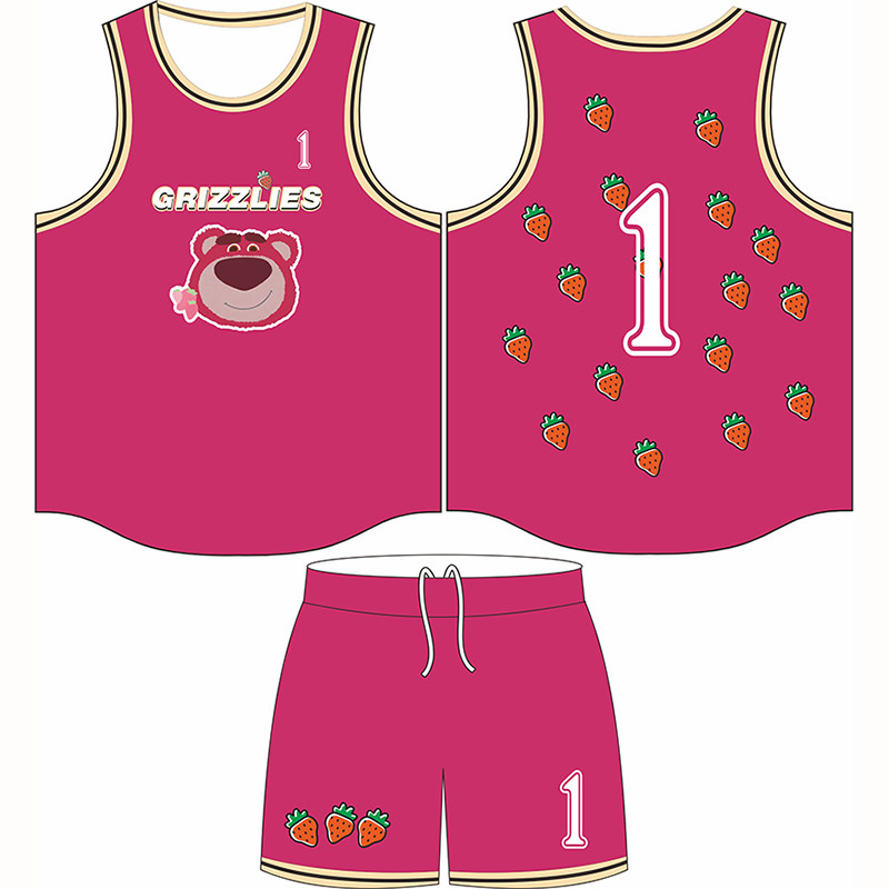 篮球服定制卡通草莓熊美式球衣儿童训练营运动比赛队服套装新款夏