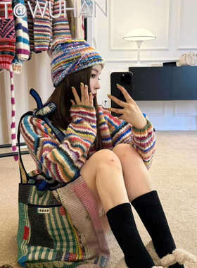 SASAMEET官方授权 FRANTIC 25AW秋冬新品 羊毛拼色针织帽羊绒围巾