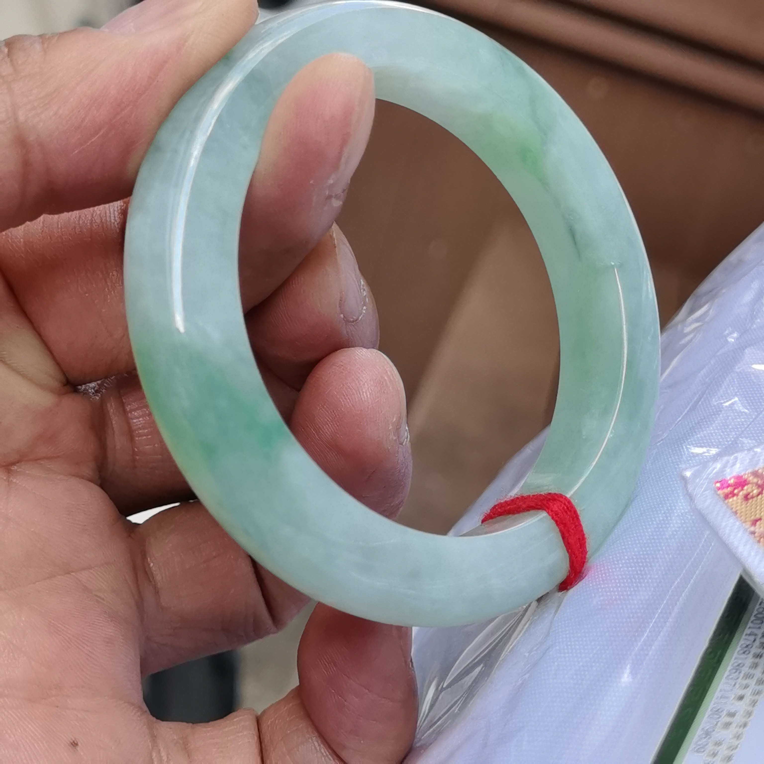 缅甸翡翠手镯冰种飘阳绿花晴水正圈53水好无纹天然A货正品带证书