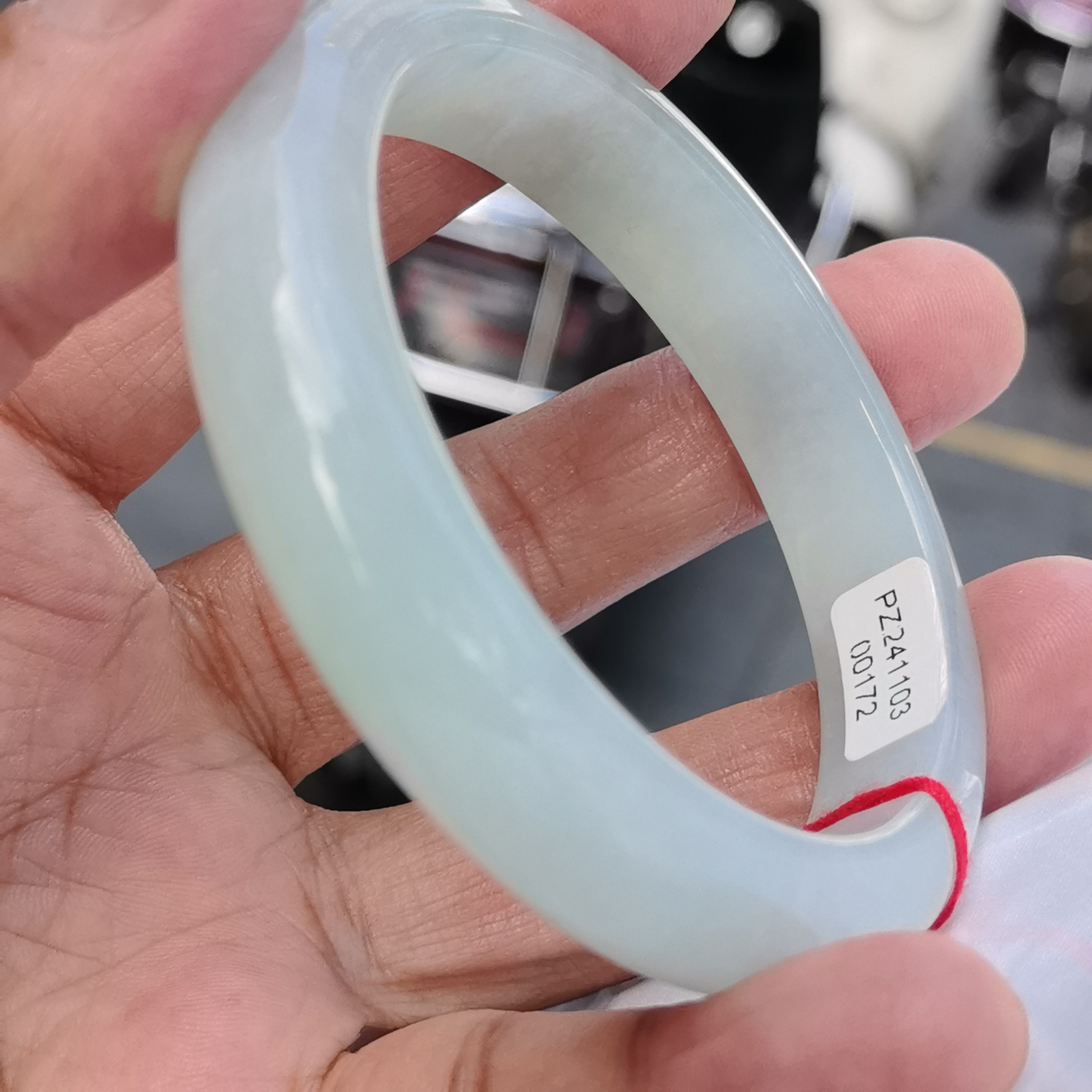 缅甸翡翠手镯冰种正圈59晴水浅绿淡绿种水好细腻天然A货正品带证