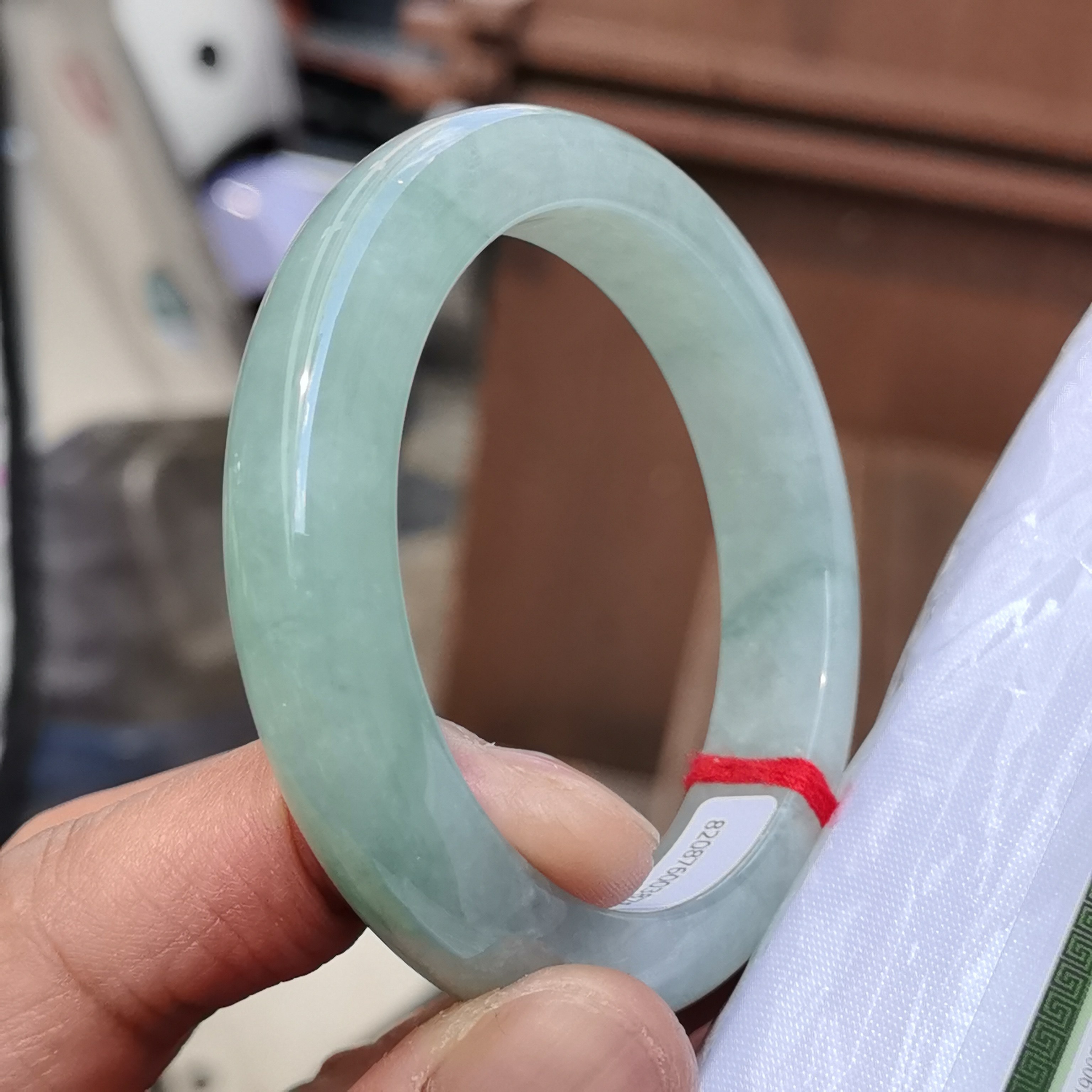 缅甸翡翠手镯冰种晴水绿正圈54水种好无纹老坑天然A货正品带证书