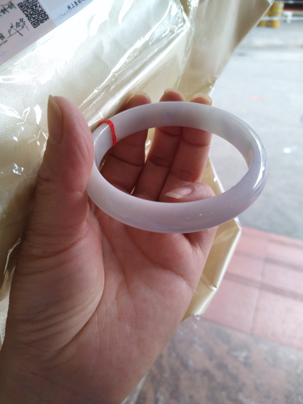 官方官方玉啦A翡翠淡紫手镯58.3 正品带权威证书10R