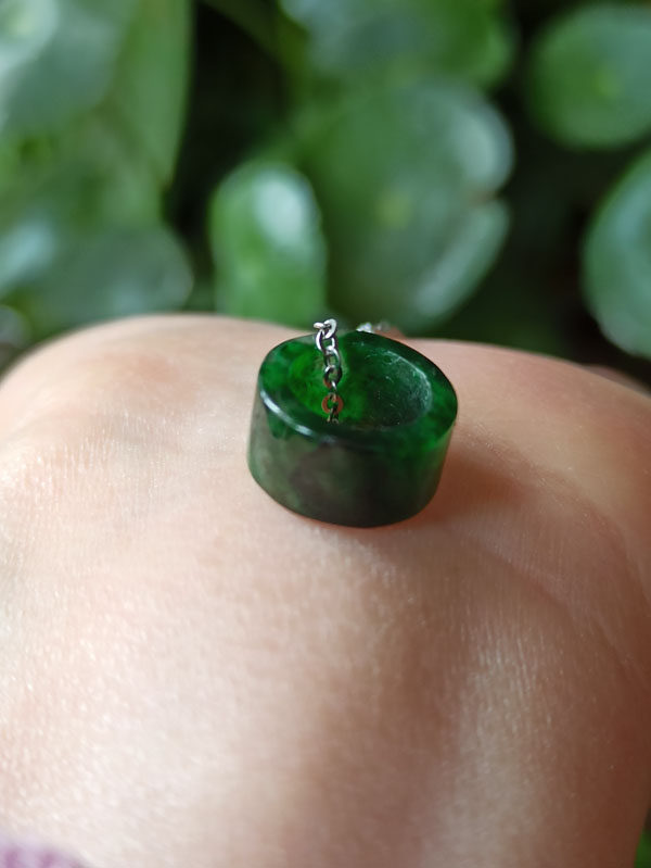 翡翠路路通挂坠墨绿 正品带权威证书