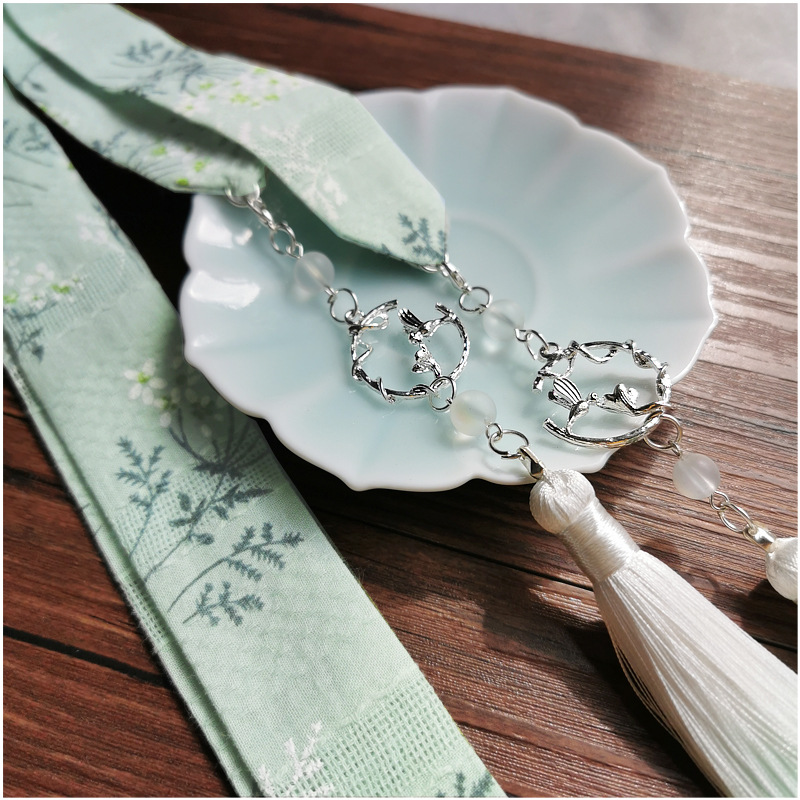 原创碎花配饰流苏抹额发带发饰
