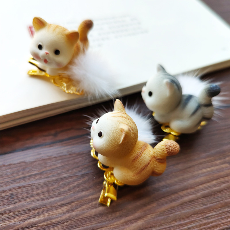 新款橘猫发夹小猫咪发饰古风儿童