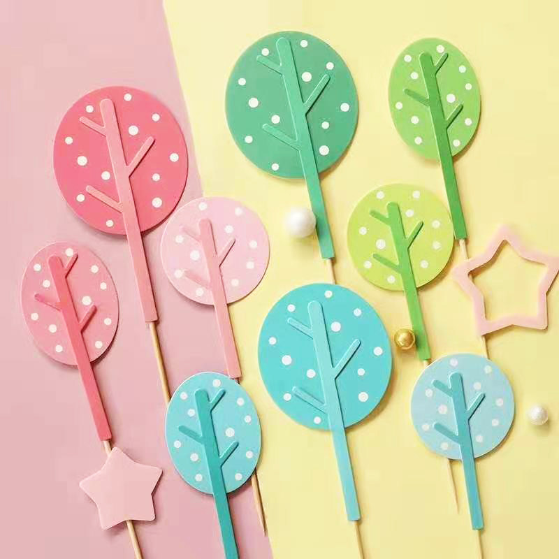 圣诞松树叶子5个ins小仙女情景生日派对烘焙蛋糕装饰扮摆插件排签