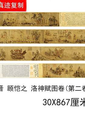 1:1晋顾恺之洛神赋图(第二卷)艺术N微喷绢布古董人物国画长卷