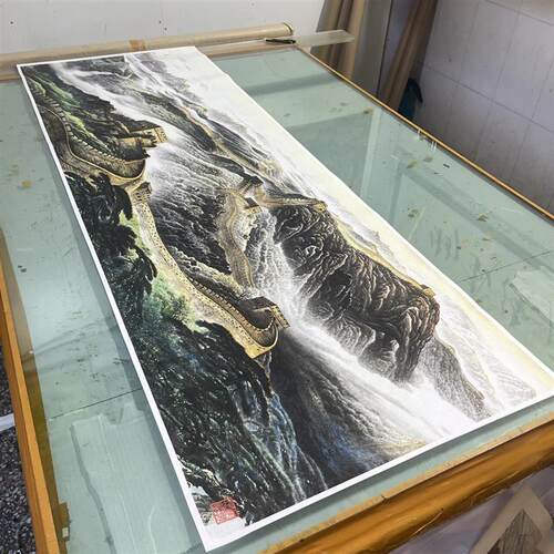 国画客厅装j饰山水画办公室挂画会议室高仿真长城字画定制横幅