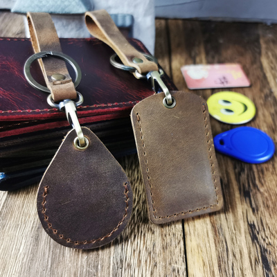 头层牛皮水滴形小区智能门禁卡套