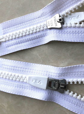 YKK5号树脂皮标头开口拉链白色55-65CM外套羽绒服夹克棉服工作服