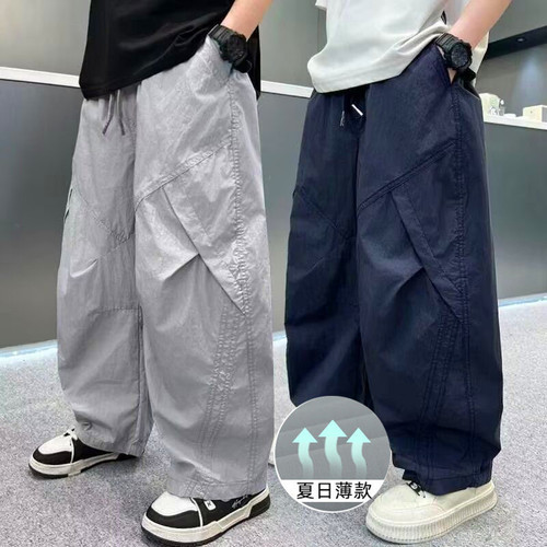 男童工装裤夏薄款儿童速干长裤